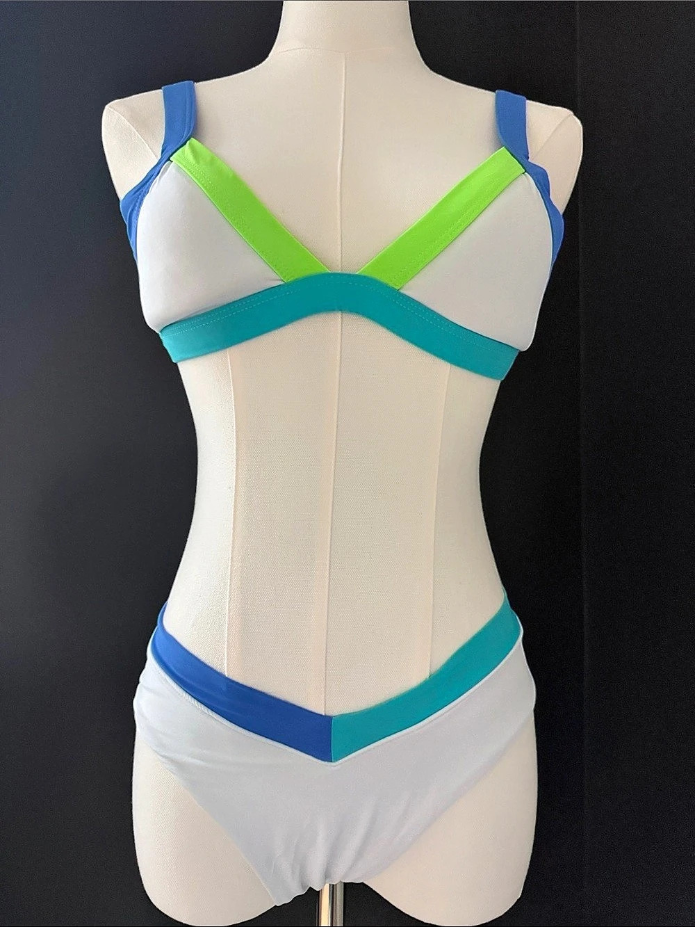 ONEONE Color Block Bikini in Green & Blue